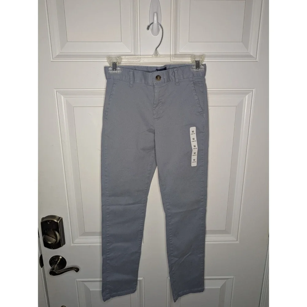 Childrens Place Boys Size 10 Straight Stretch Chino Pants Gray Fin NWT